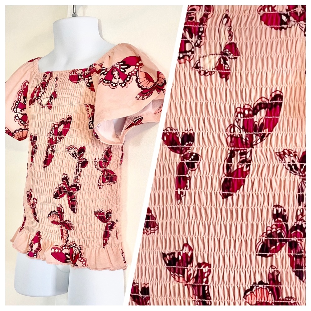🆕The Children’s Place Girl’s Pink Butterfly Smocked Top